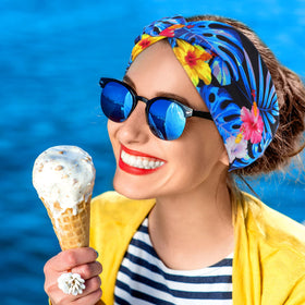 Jutom headband worn during yoga providing non-slip active comfort