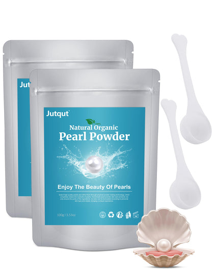 Jutqut front packaging showing jar of pearl powder for natural skincare benefits