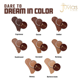 Juvia's Place side label close-up showing shade name and product details benefit