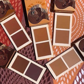 Juvia's Place bronzer applied with brush demonstrating natural sculpting benefit
