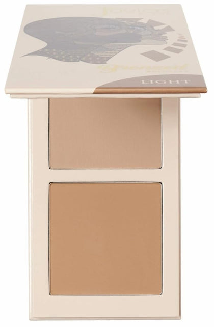 Juvia's Place bronzed duo front closed compact showing portable design and convenience