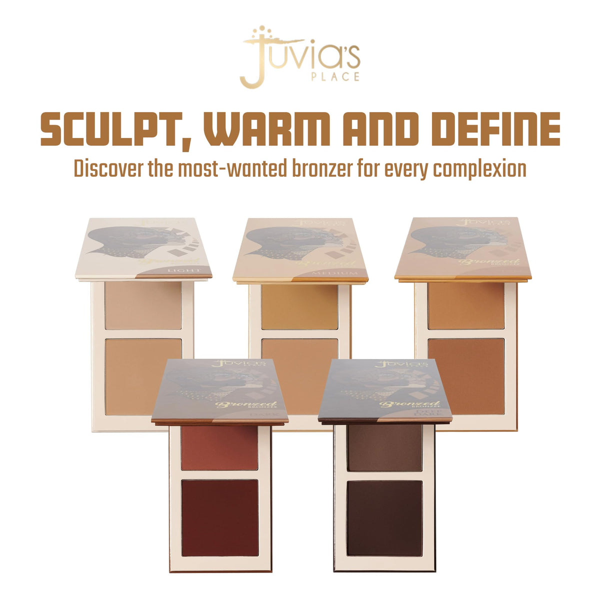 Juvia's Place bronzed duo open top view revealing two matte shades for customizable warmth