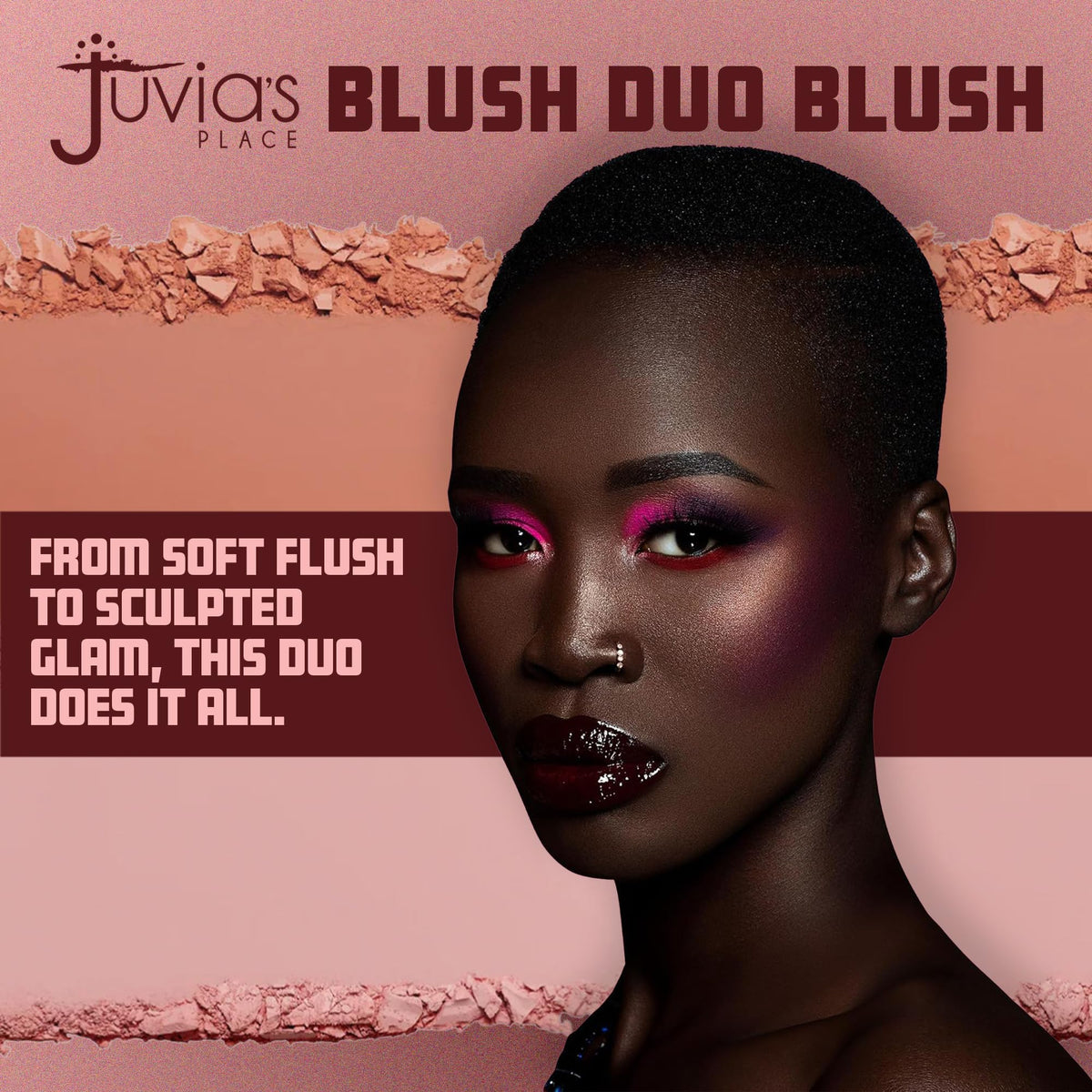Juvia's Place close-up powder texture highlighting finely milled smooth application