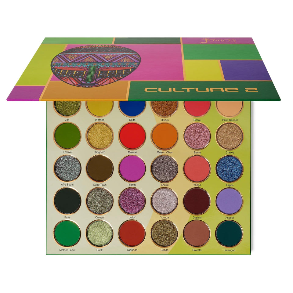 Juvia's Place open palette front view showing 30 shades and color range benefit