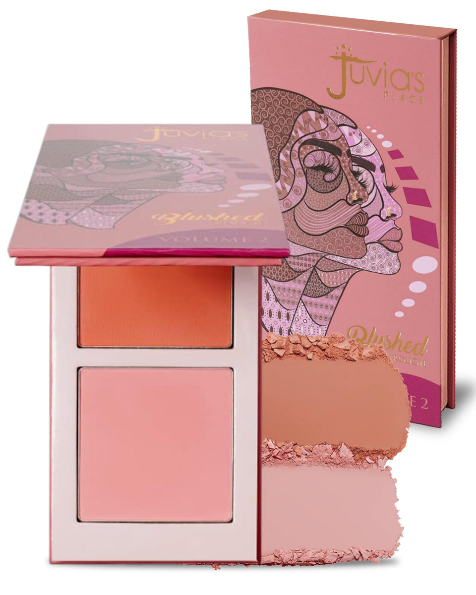 Juvia's Place front compact view showing sleek packaging and portable design benefit