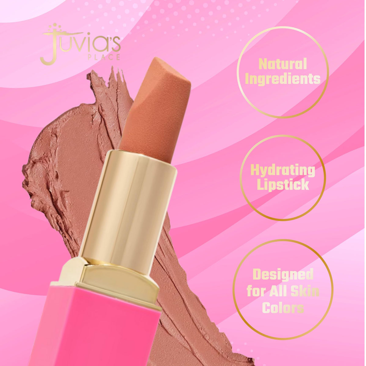 Juvia's Place lipstick texture swipe demonstrating rich pigment and smooth glide