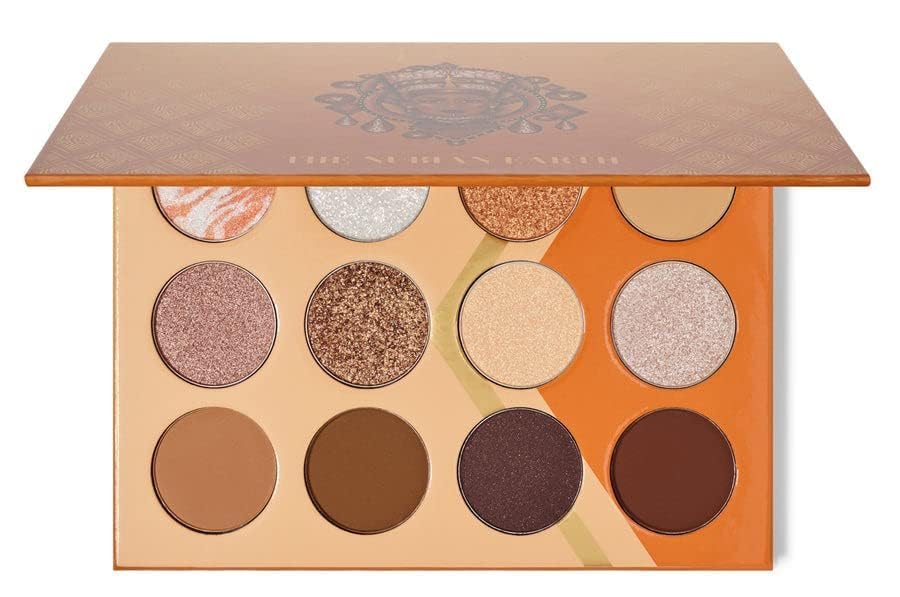 Juvia's Place open palette lid view with eight browns and shimmers for versatile looks