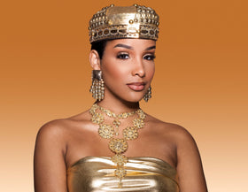 Juvia's Place lifestyle evening look featuring gold-copper eye makeup benefit: wearable glamour