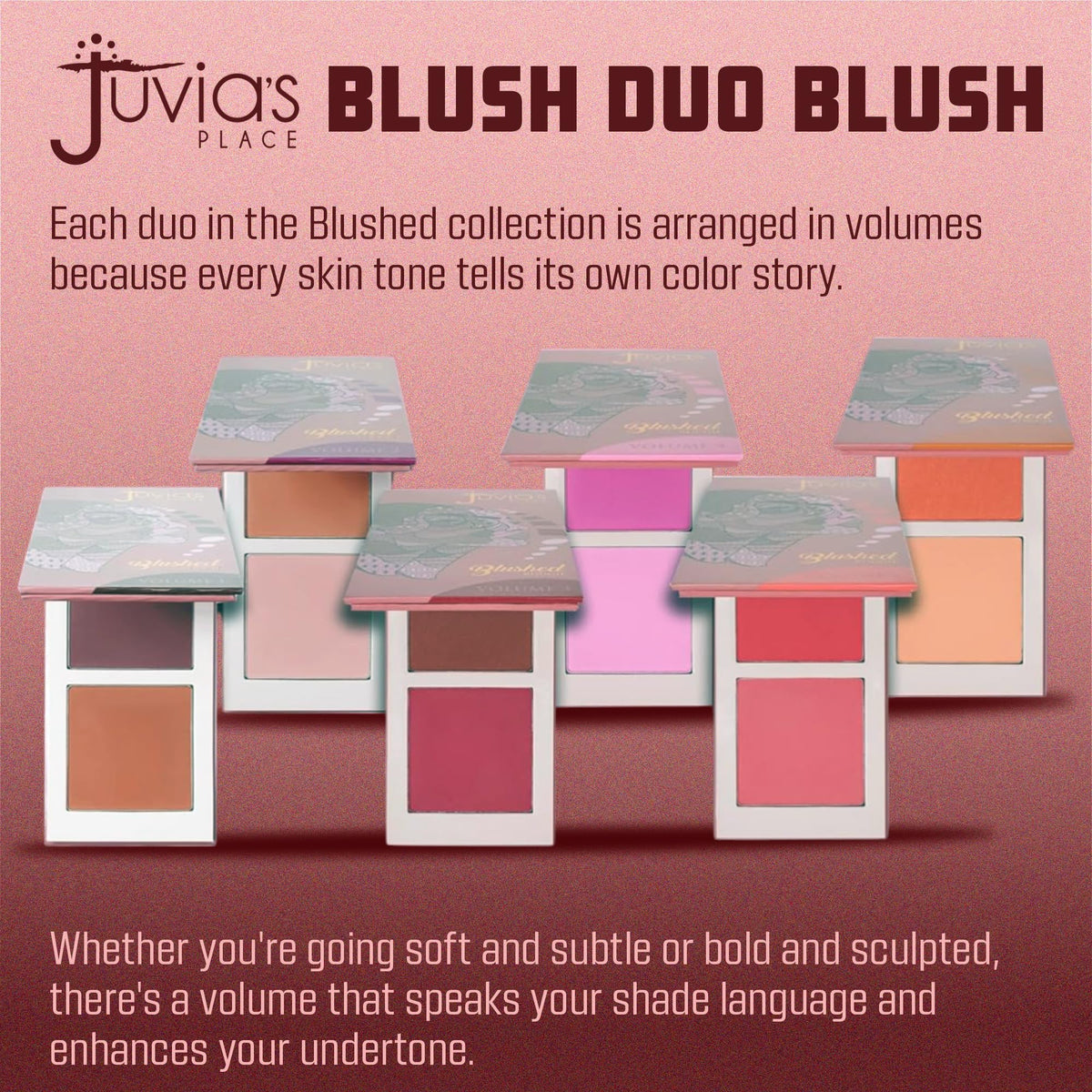 Juvia's Place open pan duo shades showing complementary tones for blended looks