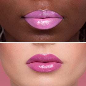 Juvia's Place lip swatch closeup displaying glossy pink-mauve finish