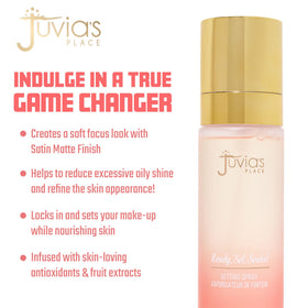 Juvia's Place mist texture pictured midair demonstrating even satin-matte finish