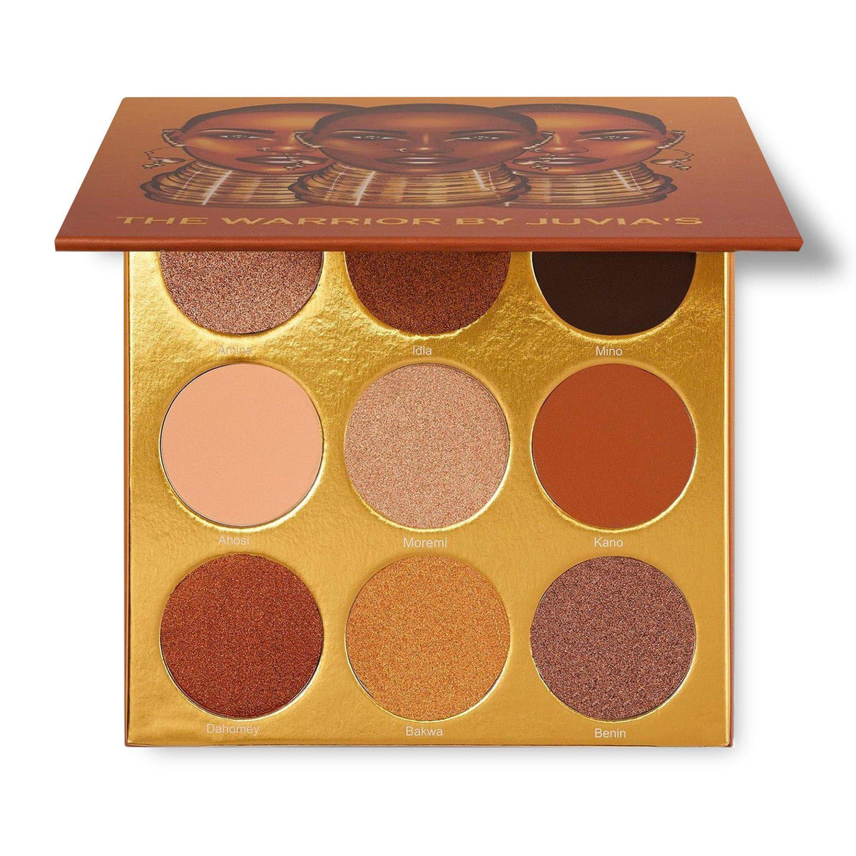 Juvia's Place front palette shot showing warm gold packaging and compact design for easy travel
