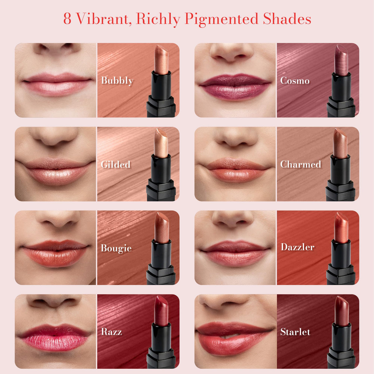 Juwel Cosmetics arm swatches displaying shade variety for easy selection