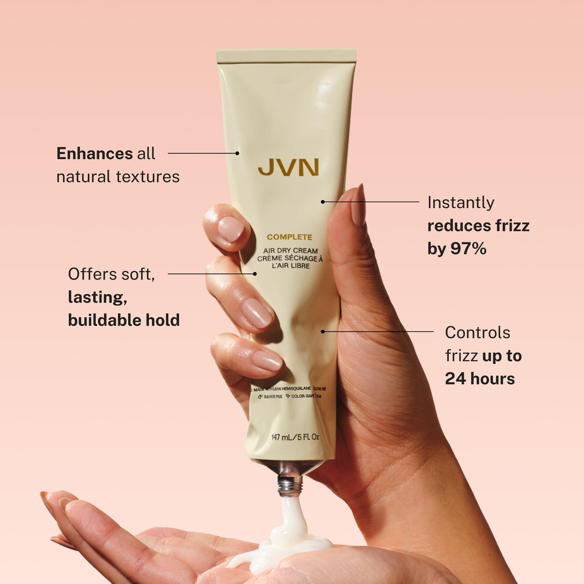 JVN open cap and cream texture highlighting smooth, lightweight formula