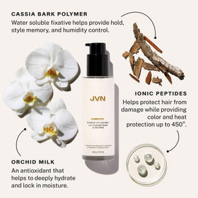JVN model applying styling milk before blowdry for frizz control benefit