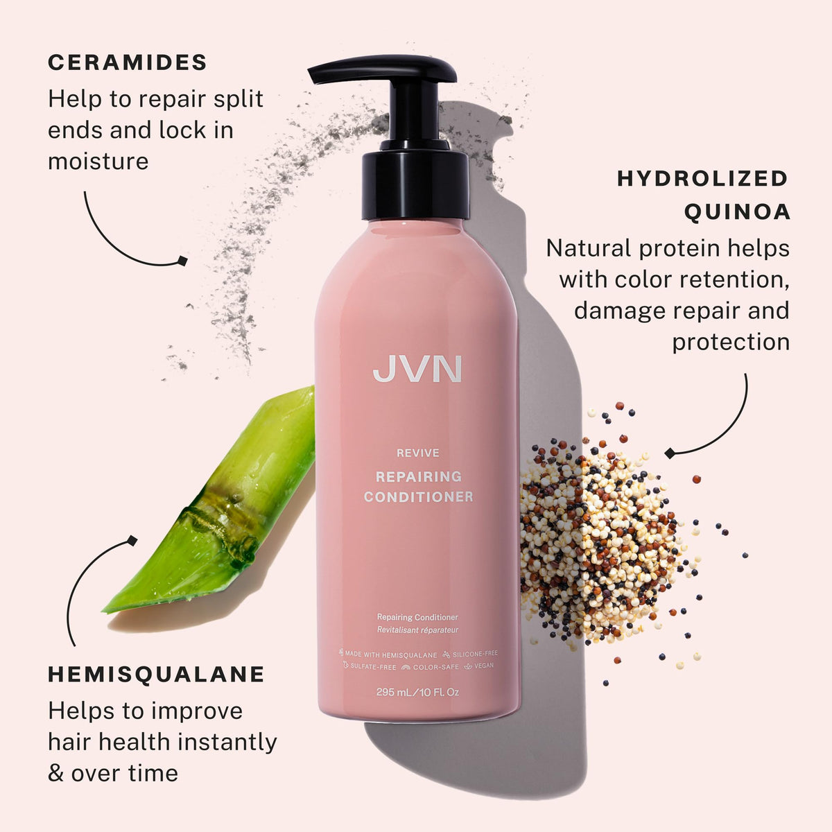 JVN Revive Rapid Repair Bond Gloss pump closeup demonstrating easy application