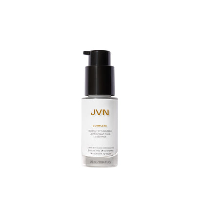 JVN product front view showing travel‑size styling milk and easy carry benefit
