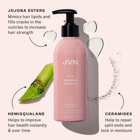 JVN Revive Repairing Conditioner bottle close-up showing strengthening ingredients