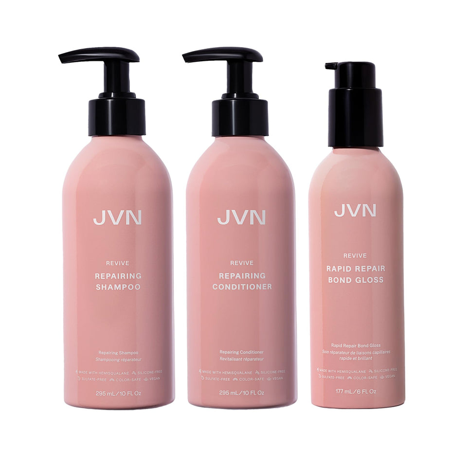 JVN front packaging of repair and shine set showing complete trio benefits