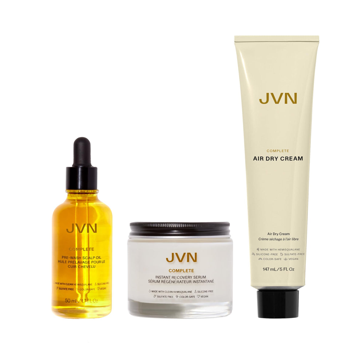 JVN front packaging showing all three products for easy routine