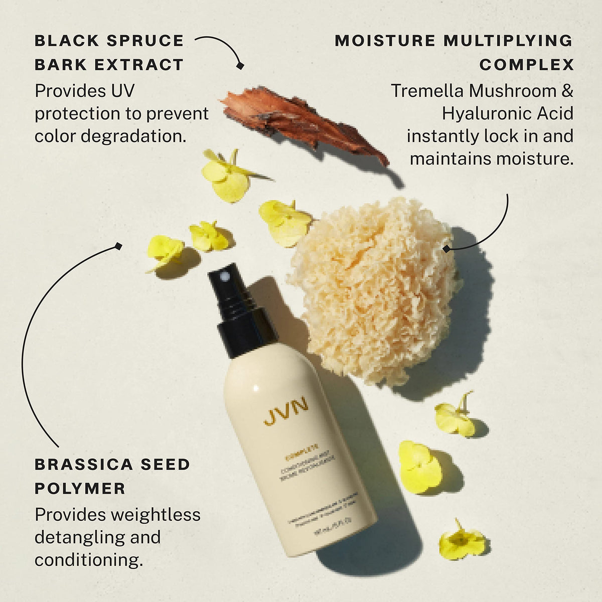 JVN spray on dry hair showing frizz control and daytime refresh
