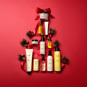 JVN products applied to damp hair demonstrating manageability