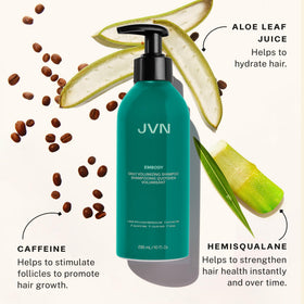 JVN shampoo pour texture showing lather and lightweight consistency for gentle cleansing
