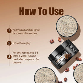 JVR with coffee beans highlighting natural coffea scrub ingredient