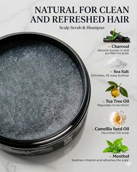 JVR charcoal and nutshell scrub particles detail demonstrating gentle exfoliation