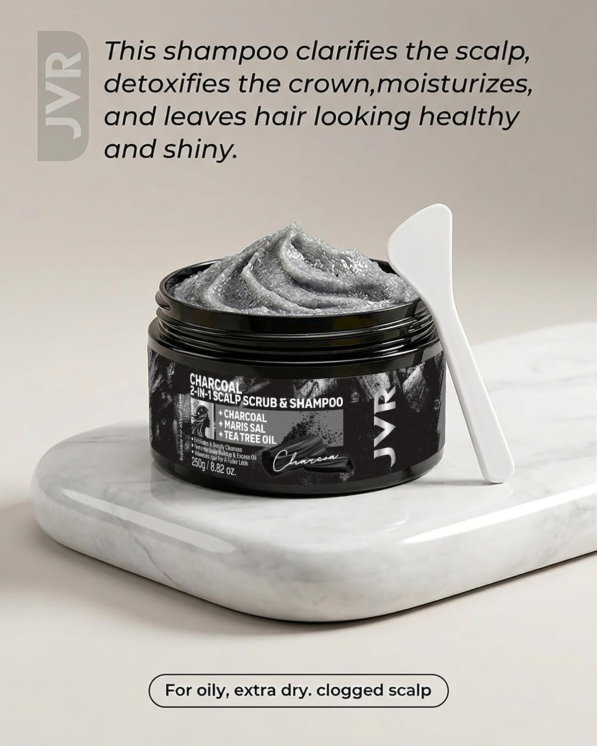 JVR product label close-up showing vegan, sulfate-free claims for cleaner choice