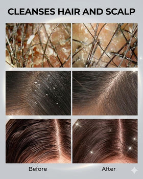 JVR scalp scrub being massaged into wet hair offering refreshing cooling effect
