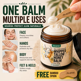 JWAENN jar open top view revealing creamy whipped tallow ready to apply