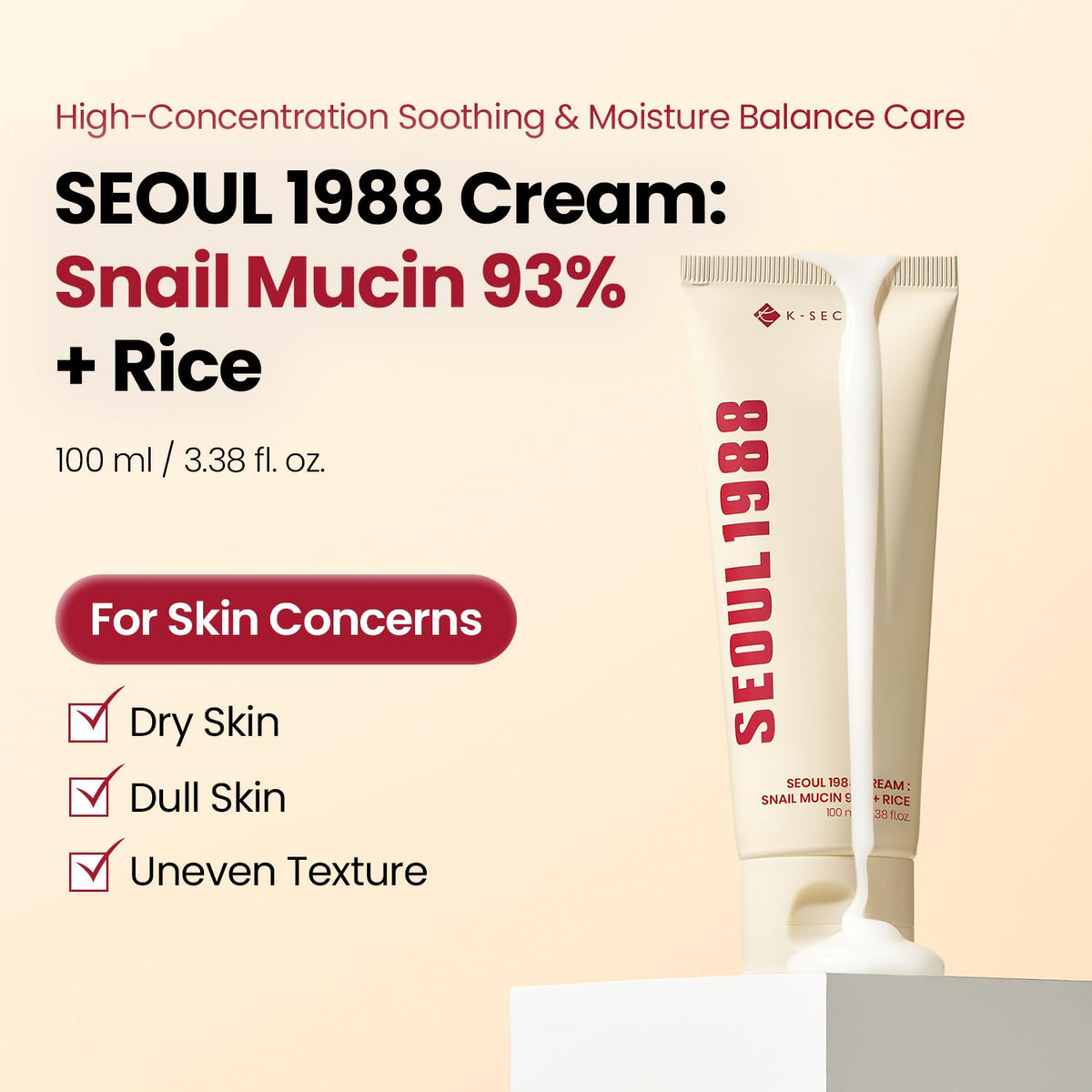 K-SECRET cream texture close-up revealing smooth consistency for fast absorption