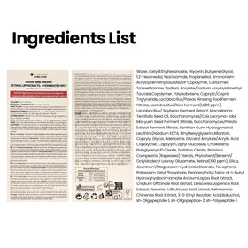 K-SECRET ingredient label closeup highlighting retinal content