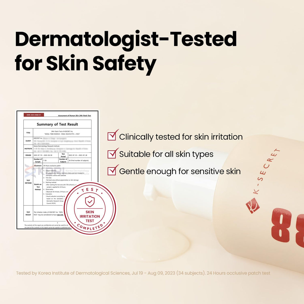 K-SECRET label ingredient list detail highlighting snail mucin concentration and transparency