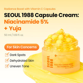 K-SECRET open jar with vitamin C capsules top view highlighting freshness