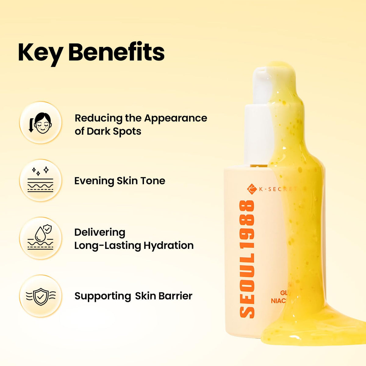 K-SECRET close-up of serum texture showing lightweight finish and smooth absorption