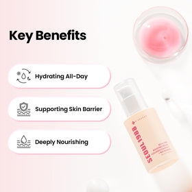K-SECRET serum texture on skin illustrating lightweight absorbent finish benefits