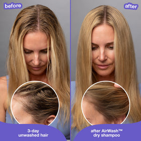 k18 before and after hair comparison showing reduced oil and refreshed look