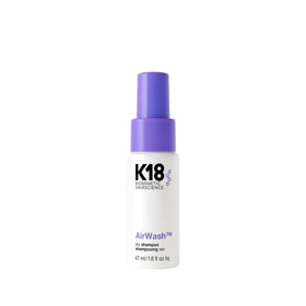 K18 AirWash front packaging showing compact travel bottle and clean design