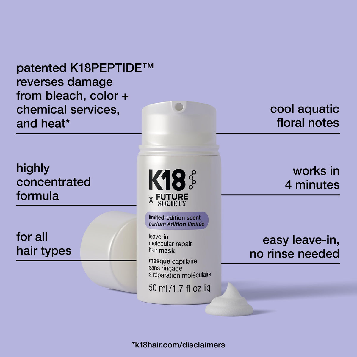 K18 being applied to towel-dried hair demonstrating easy leave-in use