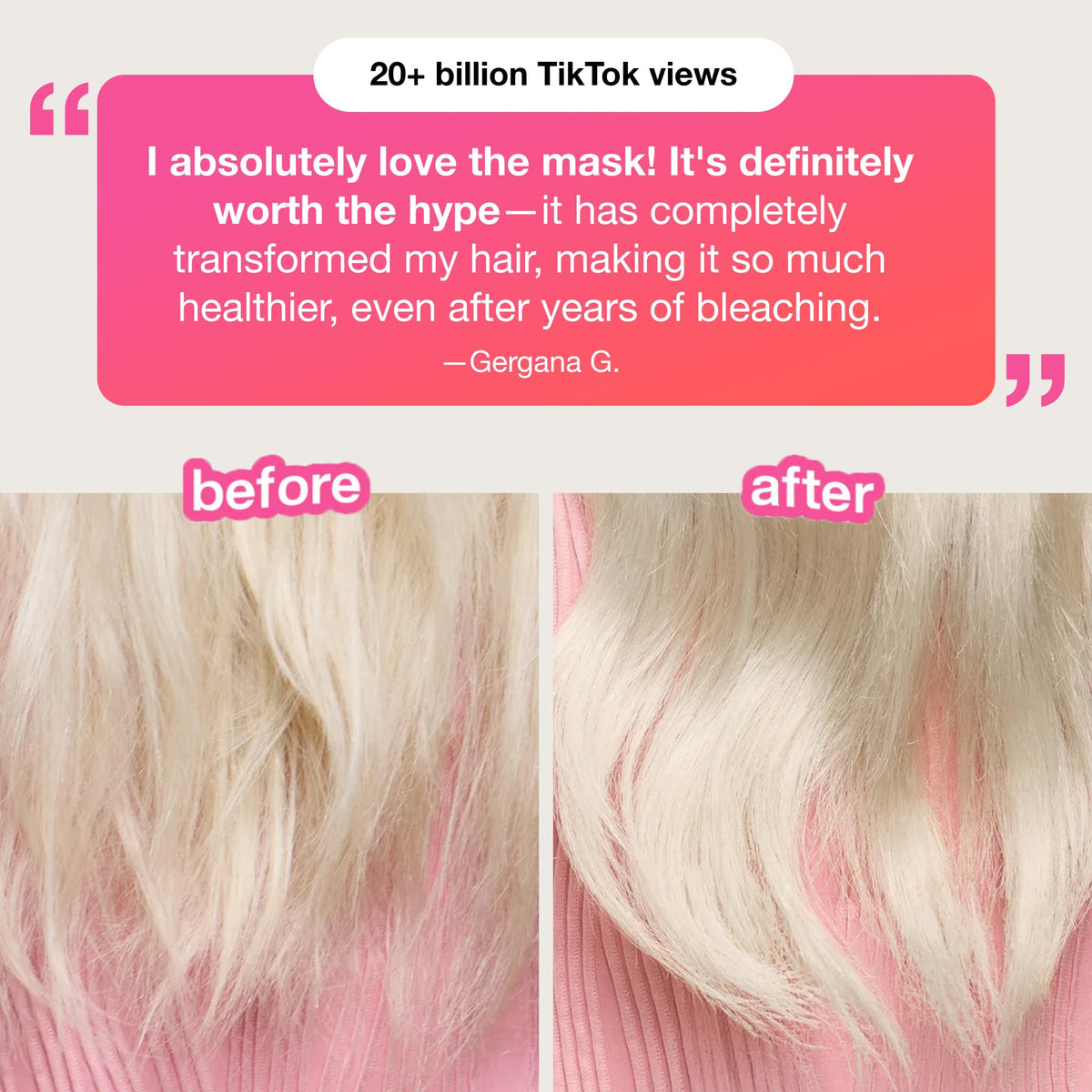 K18 before and after hair comparison showing improved strength and smoother strands