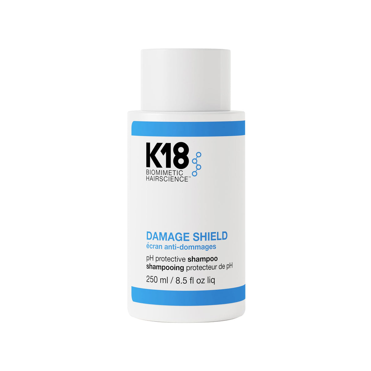 K18 front bottle view showing clean design and benefit of color-safe protection