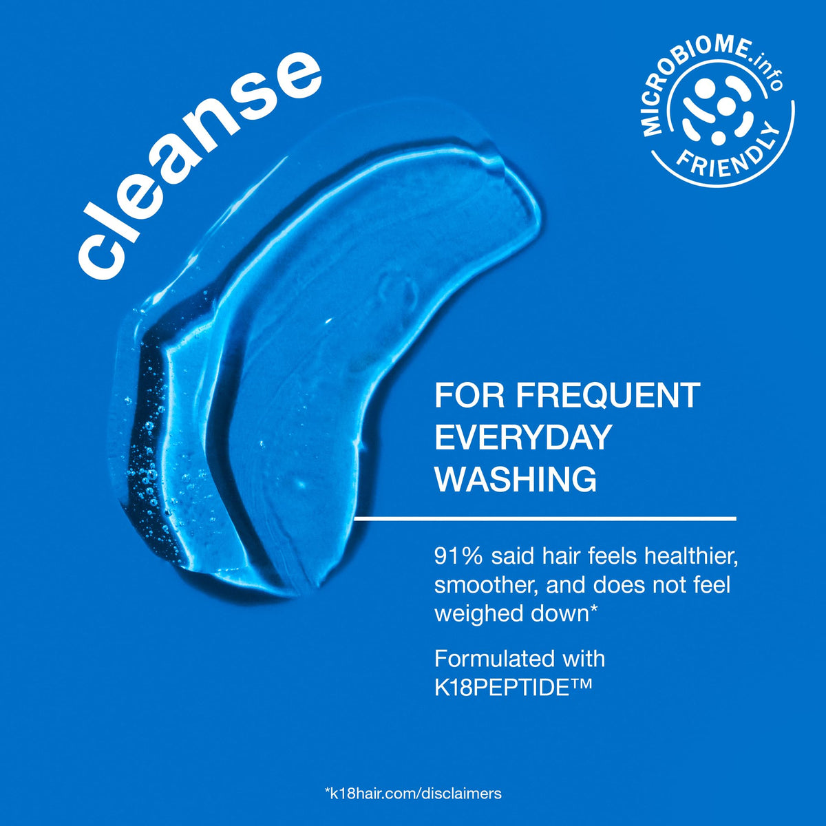 K18 pump dispensing shampoo demonstrating easy application and controlled use