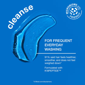 K18 pump dispensing shampoo demonstrating easy application and controlled use
