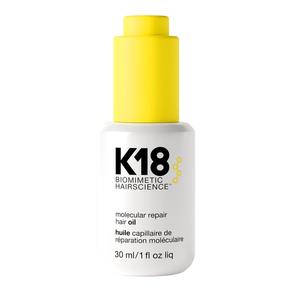 K18 front packaging showing bottle and label plus clear product benefit