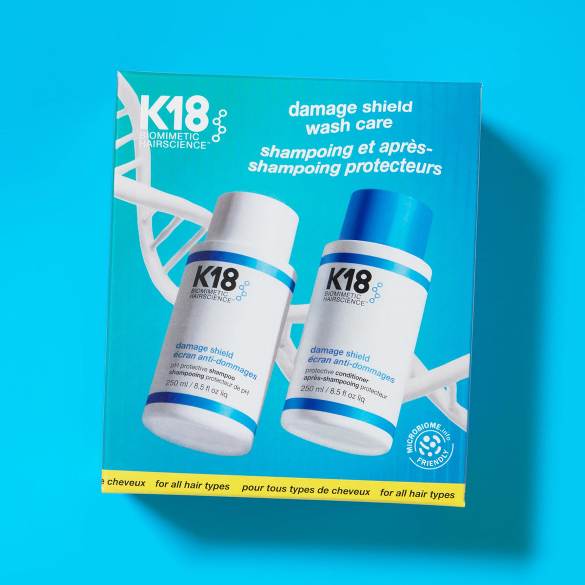 K18 shampoo pump close-up demonstrating easy dispensing