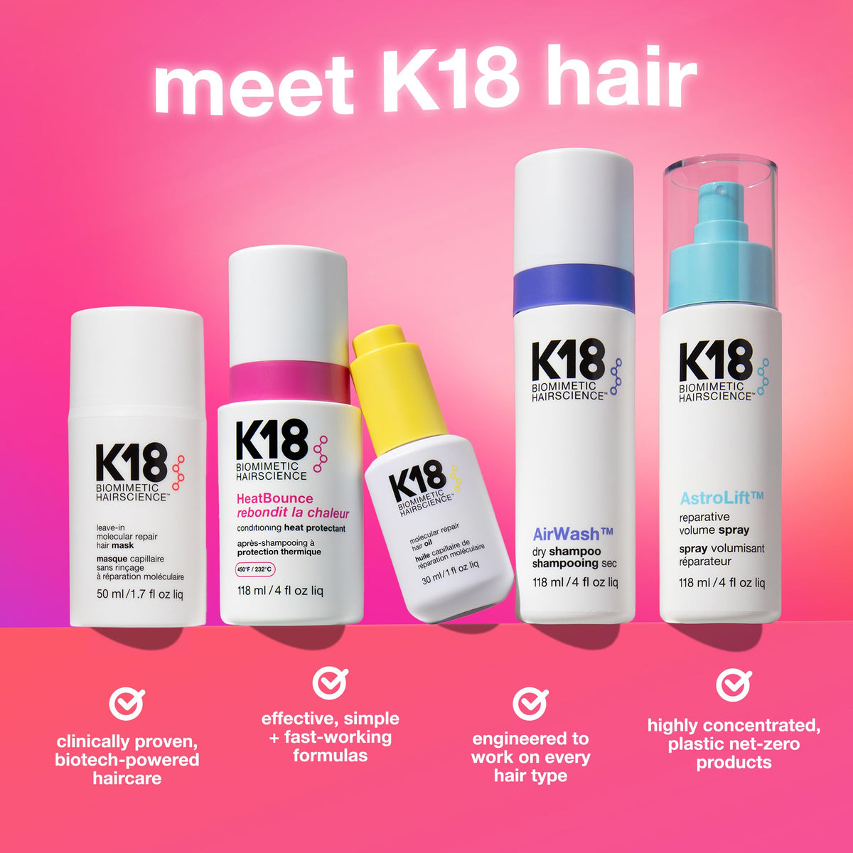 K18 shampoo on bathroom shelf in routine scene promoting healthy hair