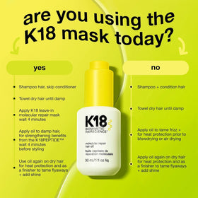 K18 bottle in hand showing 1 fl oz scale for travel-friendly size