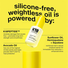 K18 finishing oil smoothing dry hair and adding glossy shine